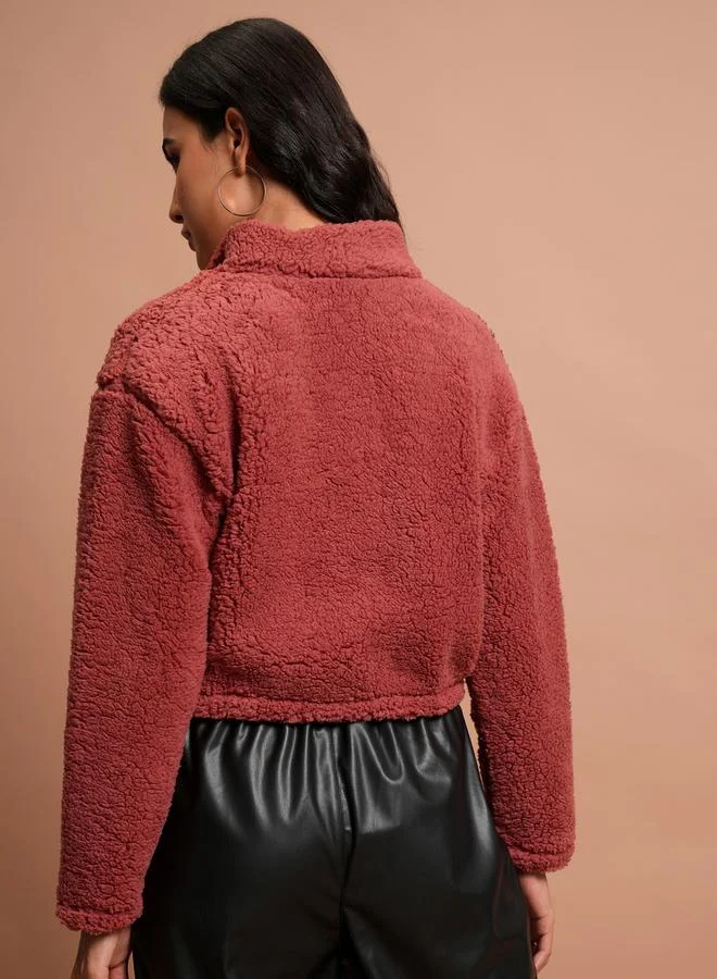 Tokyo Talkies Embroidered Relaxed Fit Crop Sweatshirt by Styli