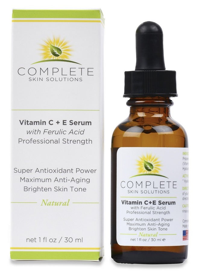 Complete Skin Solutions - Natural Vitamin Ce Serum 1 Oz With Ferulic Hyaluronic Acid Vitamin C 15% Wrinkles Antiaging Photo Protection On The Skin'S Surface Made In Usa - Image 1