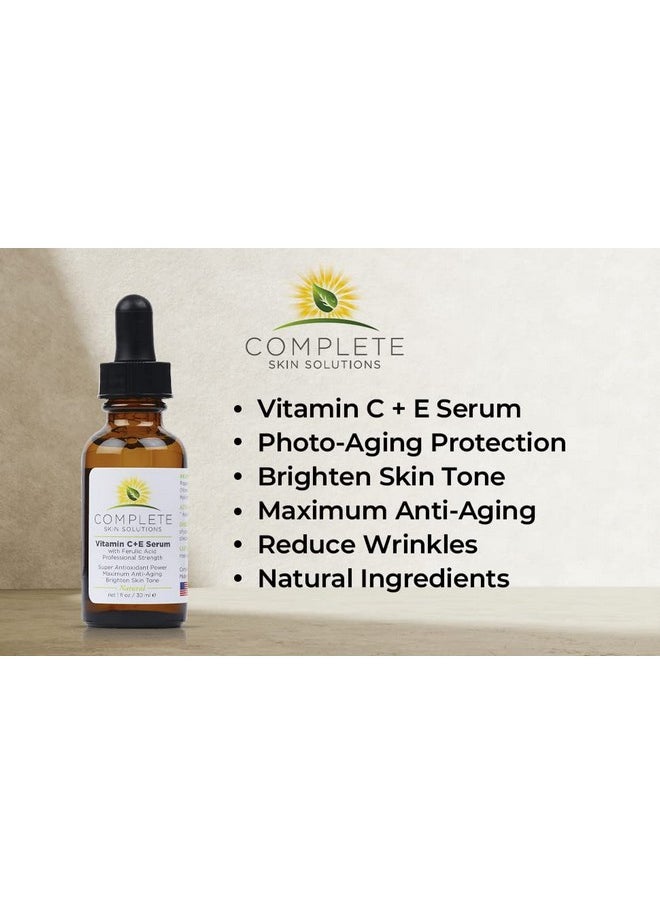 Complete Skin Solutions - Natural Vitamin Ce Serum 1 Oz With Ferulic Hyaluronic Acid Vitamin C 15% Wrinkles Antiaging Photo Protection On The Skin'S Surface Made In Usa - Image 1