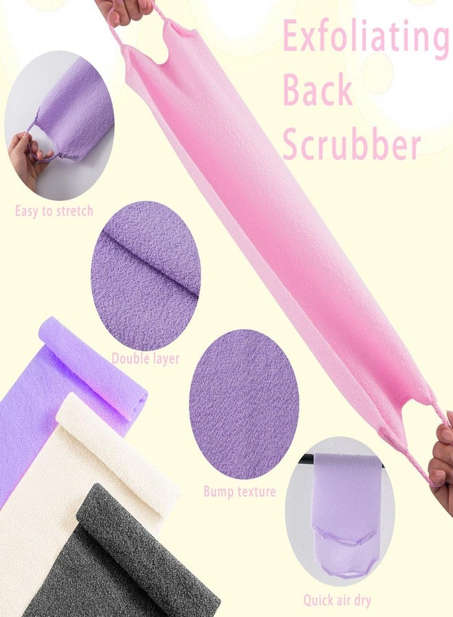 CANIPHA 4Pcs Back Scrubber for Shower, Nylon Exfoliating Body Washcloth, Stretchable Back Scrubber With Handle, Back Washer for Women Men - Image 2