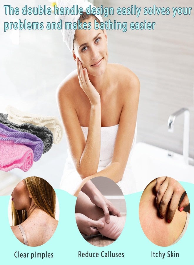CANIPHA 4Pcs Back Scrubber for Shower, Nylon Exfoliating Body Washcloth, Stretchable Back Scrubber With Handle, Back Washer for Women Men - Image 3
