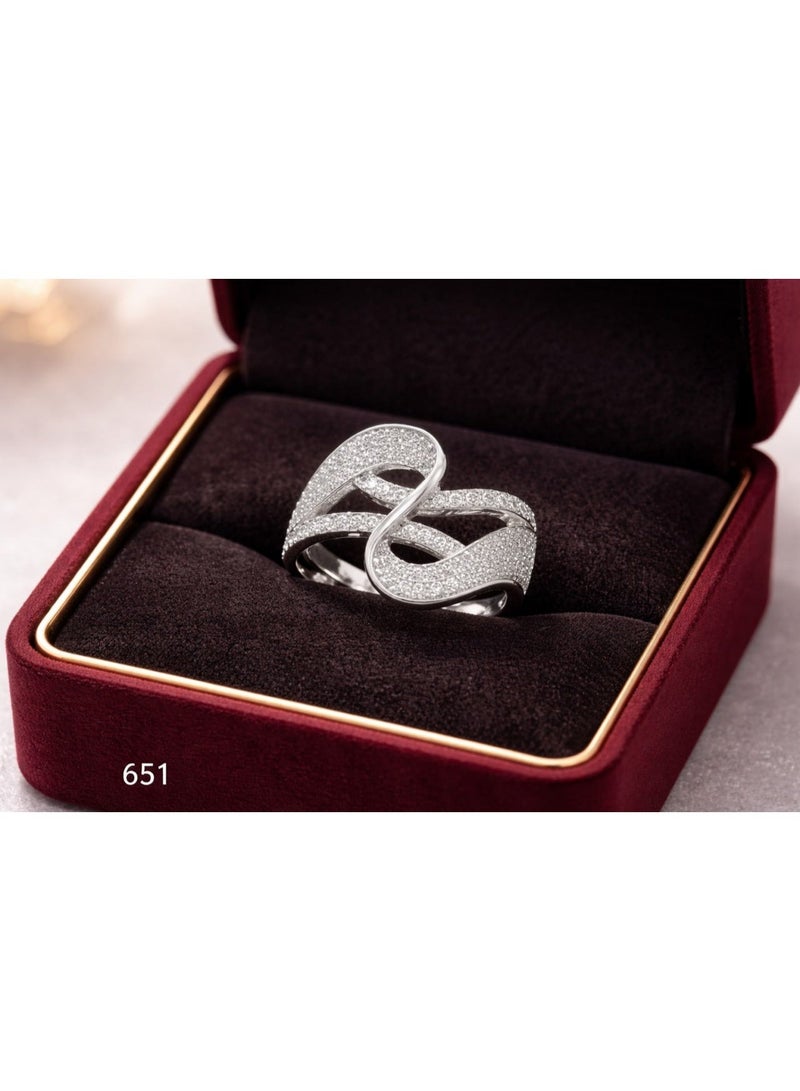 3Diamonds Infinity Style Ring with Cubic Zirconia, Platinum Rhodium Plated - Image 3