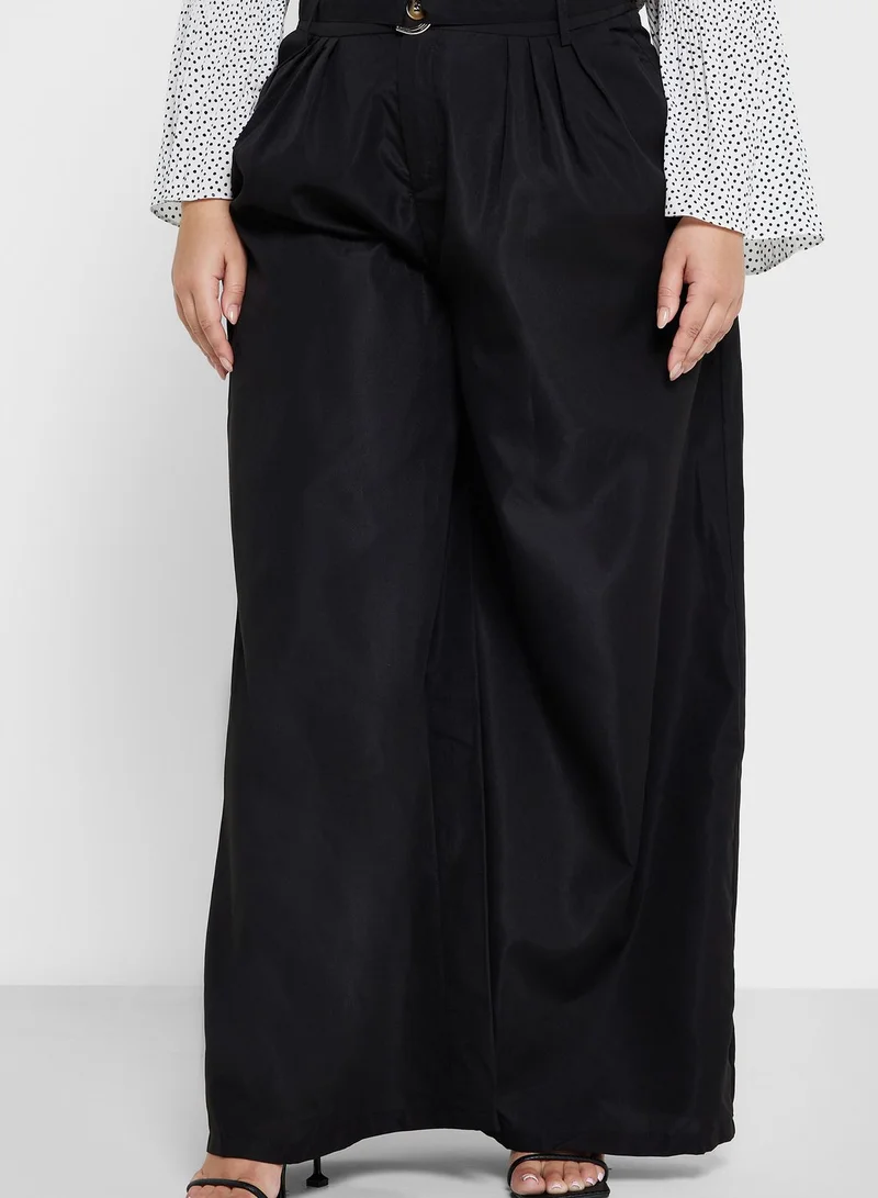 Ella Plus High Waist Belted Flared Pants