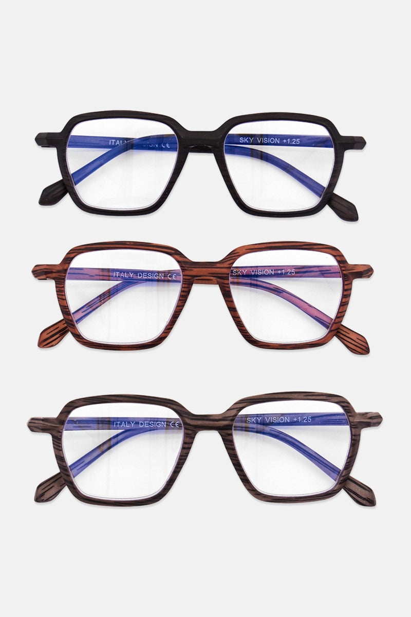 SKY VISION Men 3 Pcs WRS7243S Rectangular Eyeglasses, Assorted - Image 1