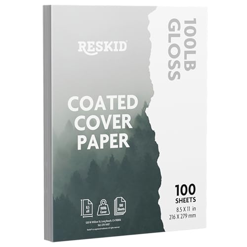 Reskid Double-Sided 100lb Gloss Cover Digital C2S Paper – Perfect for Color Laser Printing, Design Proposals, Flyers, Brochures | 8.5 x 11 | 100lb Gloss Cover | Glossy Coated | 100 Sheets - Image 1