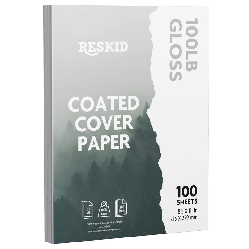Reskid Double-Sided 100lb Gloss Cover Digital C2S Paper – Perfect for Color Laser Printing, Design Proposals, Flyers, Brochures | 8.5 x 11 | 100lb Gloss Cover | Glossy Coated | 100 Sheets - Image 3