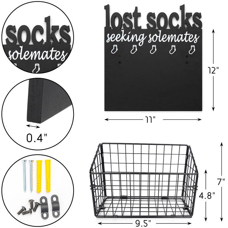 CQNET Lost Socks Basket for Laundry Room, Rustic Farmhouse Cutout Letters Organization, Home Wooden Decor And Accessories, Seeking Solemates Sign - Image 4