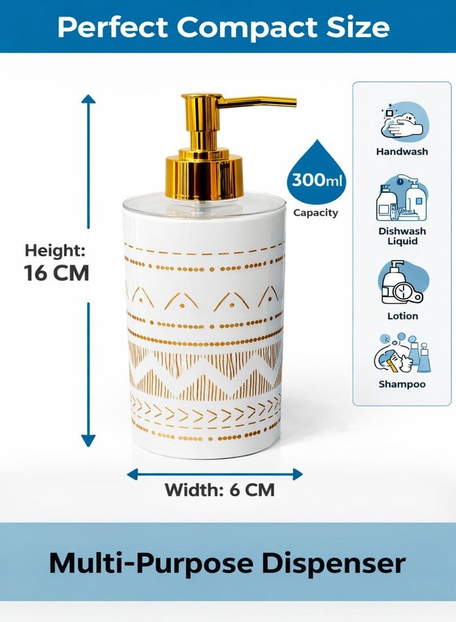 LAGET® 300ml Soap Dispenser Handwash Dispenser Premium Bottle with Gold Pump | Liquid Soap Dispenser for Wash Basin, Kitchen Sink & Bathroom Accessories Pack of -1 (White Gold ine) - Image 2