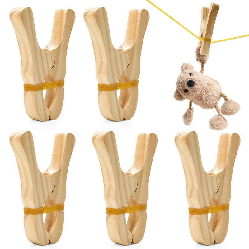 Nufiwra 5 Pcs Wooden Play Clips Set for Kids Montessori and Waldorf Fort Building Clips Handmade Wooden Clips for Play Silk Blanket Construction - Image 3