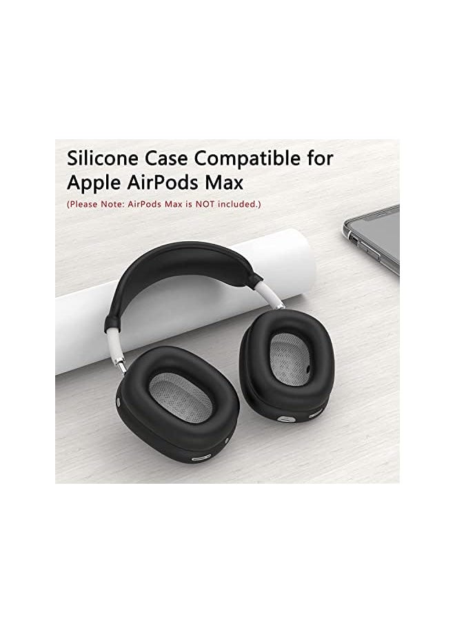 Zaboon - Silicone Case Cover For Airbuds Max Headphones, Anti-Scratch Ear Pad Case Cover/Ear Cups Cover/Headband Cover For Airbuds Max, Accessories Soft Silicone Skin Protector For Apple Airbuds Max (Black) - Image 1