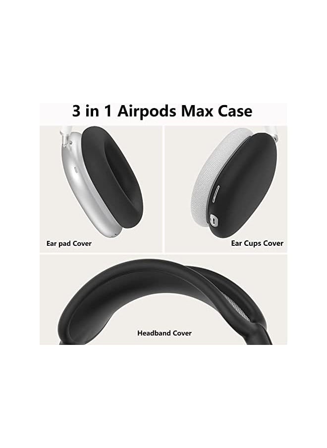 Zaboon - Silicone Case Cover For Airbuds Max Headphones, Anti-Scratch Ear Pad Case Cover/Ear Cups Cover/Headband Cover For Airbuds Max, Accessories Soft Silicone Skin Protector For Apple Airbuds Max (Black) - Image 1