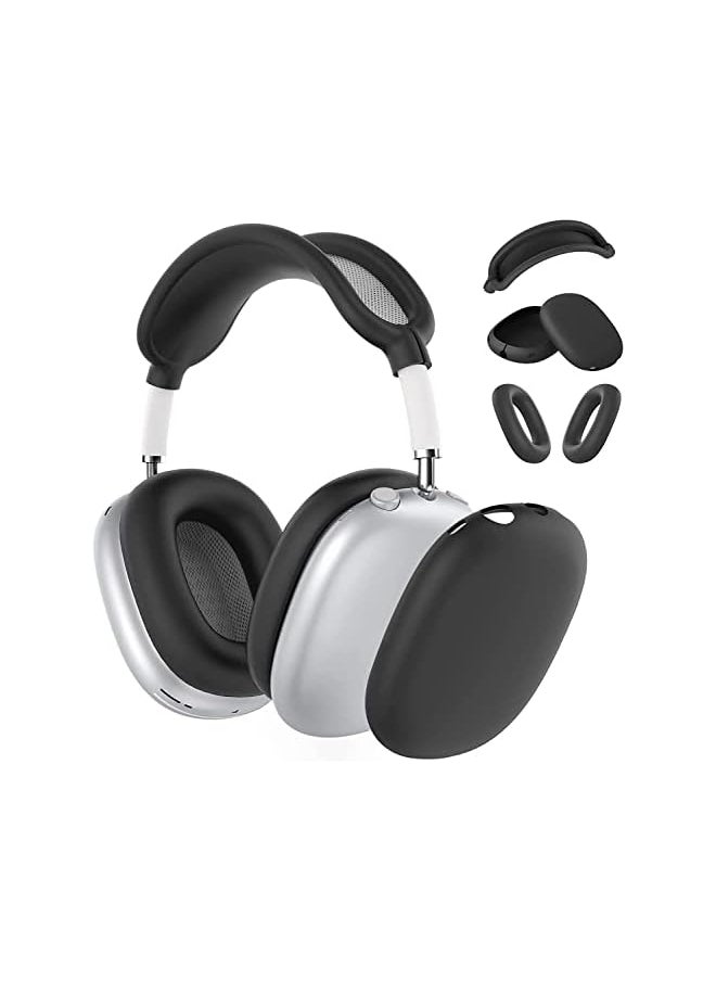 Zaboon - Silicone Case Cover For Airbuds Max Headphones, Anti-Scratch Ear Pad Case Cover/Ear Cups Cover/Headband Cover For Airbuds Max, Accessories Soft Silicone Skin Protector For Apple Airbuds Max (Black) - Image 1