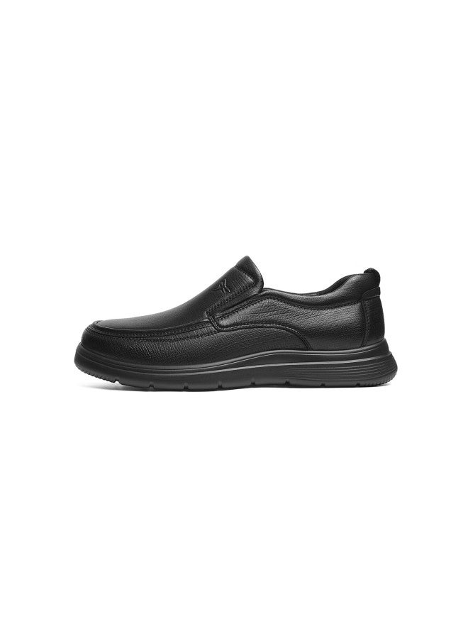 Red Dragonfly Men's Casual Leather Shoes Autumn Lambskin Soft Sole Slip-on Business Dad Shoes Wta35155 Black Size 40 - Image 1