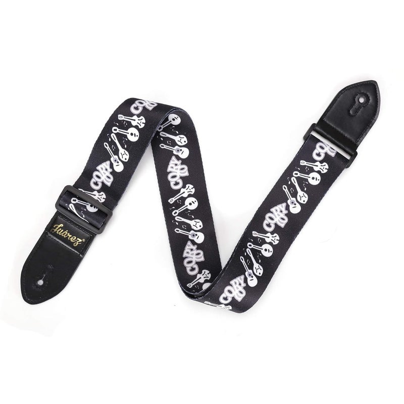 Juarez JRGST200BK Adjustable Guitar Strap For Electric/Acoustic Guitar/Bass - Soft Strap with PU Leather Ends Black - Image 1