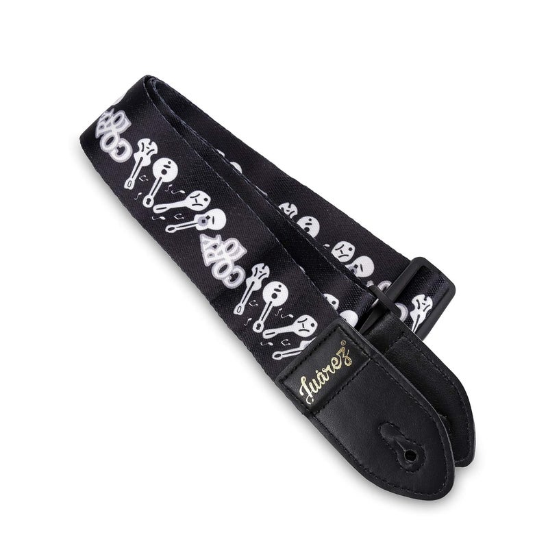 Juarez JRGST200BK Adjustable Guitar Strap For Electric/Acoustic Guitar/Bass - Soft Strap with PU Leather Ends Black - Image 2