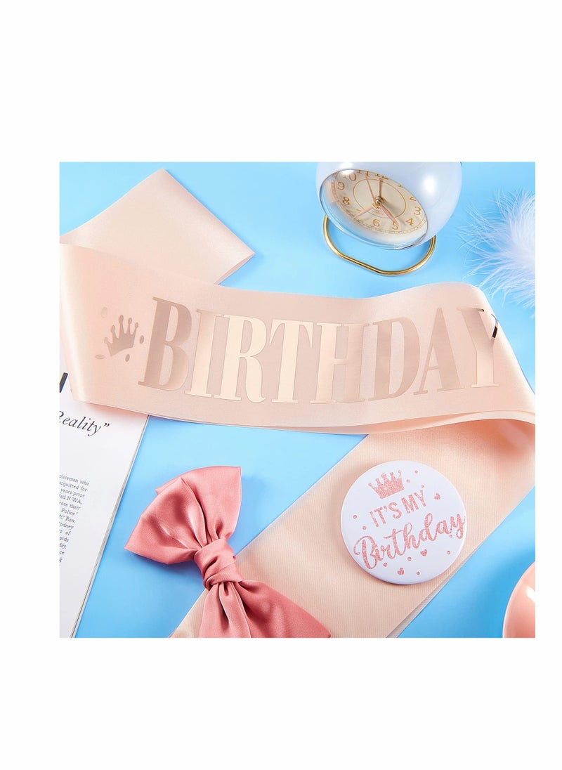 KASTWAVE - Birthday Sash for Women Birthday Girl Sash Birthday Party Decorations and It's My Birthday Button Glittery Metal Its My Birthday Pin Birthday Badge for Party Decoration - Image 1