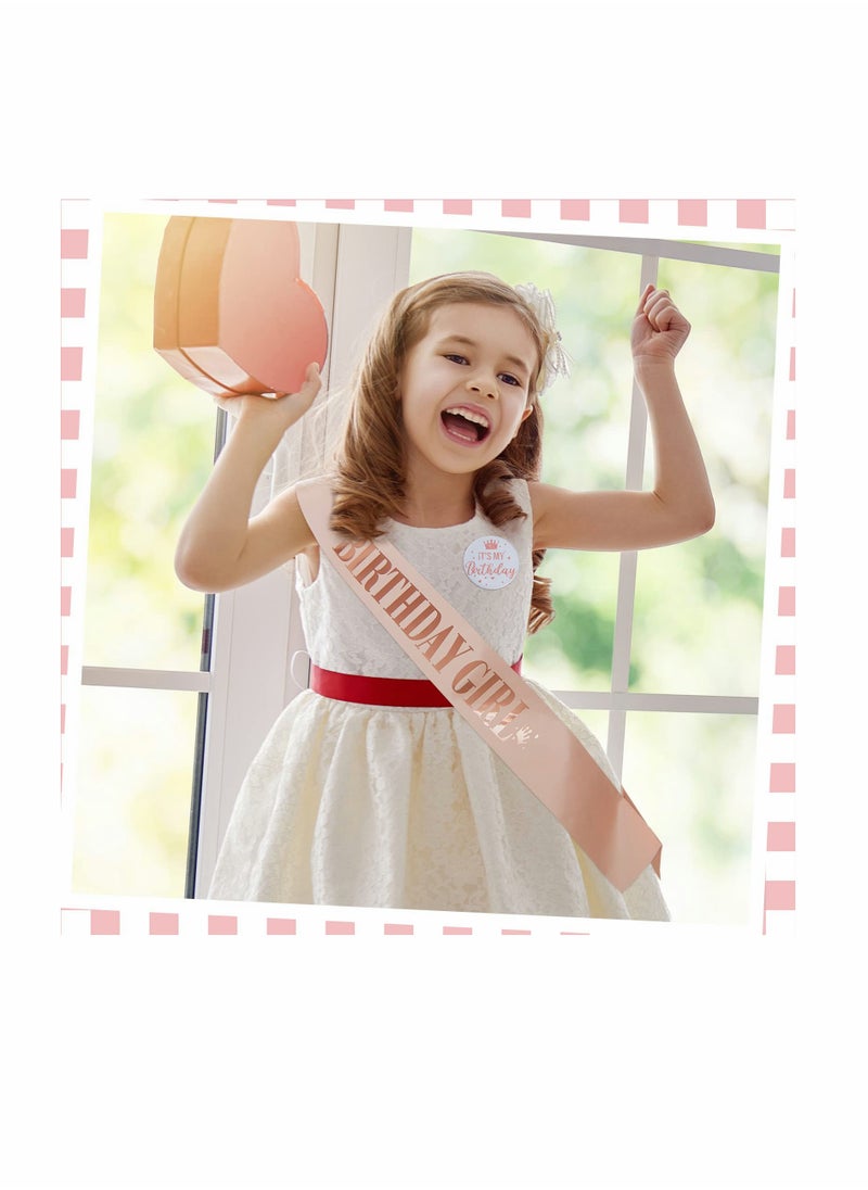 KASTWAVE - Birthday Sash for Women Birthday Girl Sash Birthday Party Decorations and It's My Birthday Button Glittery Metal Its My Birthday Pin Birthday Badge for Party Decoration - Image 1