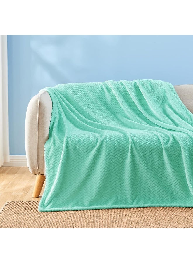 نيو كوزبلاي Newcosplay Super Super Throw بطانية Aqua Premium Silky Flannel Fleece Leaves بطانية سرير خفيفة الوزن طوال الموسم استخدام (50 "" X60 ")) - Image 4