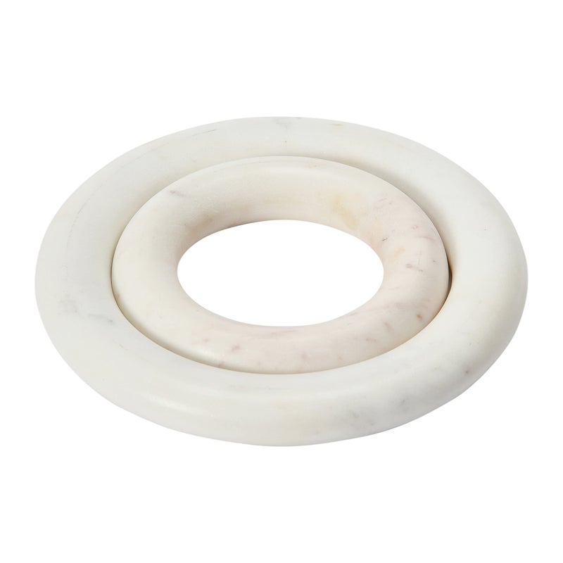 Creative Co-op Creative CoOp Marble Trivets for Dining Table Set of 2 8 round White