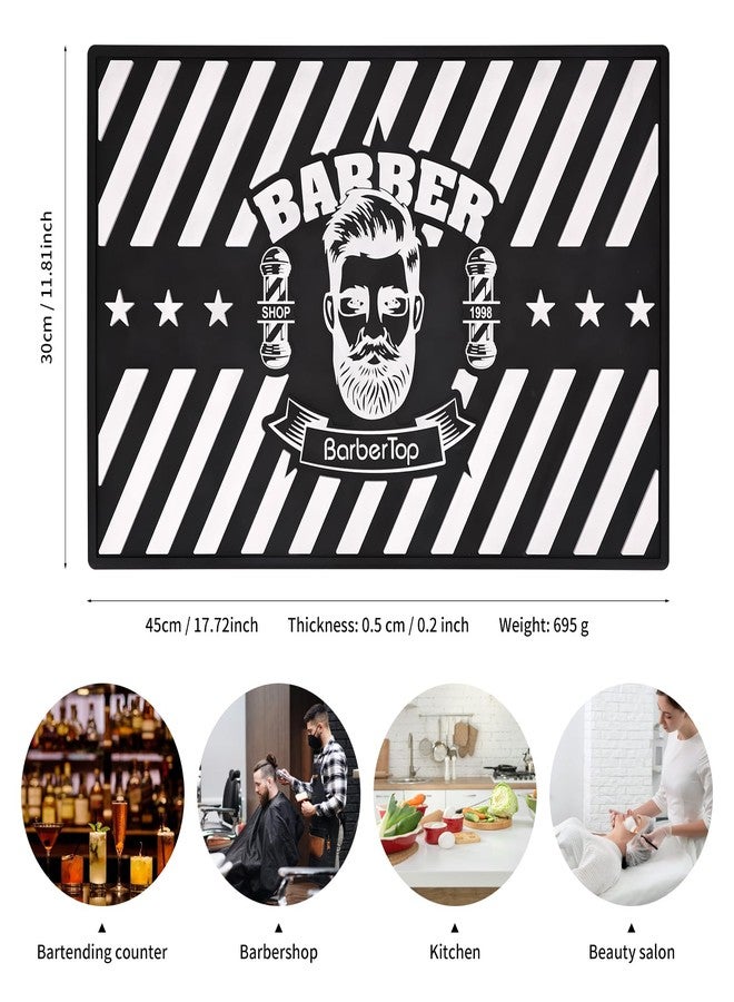 BarberTop Barber Clipper Mat, Rubber Scissors Salon Mat, 17.72 x 11.81 inches, Heavy Duty Rubber Barber Table Pad, Heat-resistant Styling Station Mat (Black) - Image 2