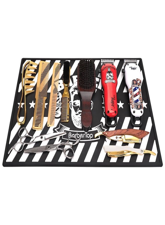 BarberTop Barber Clipper Mat, Rubber Scissors Salon Mat, 17.72 x 11.81 inches, Heavy Duty Rubber Barber Table Pad, Heat-resistant Styling Station Mat (Black) - Image 5