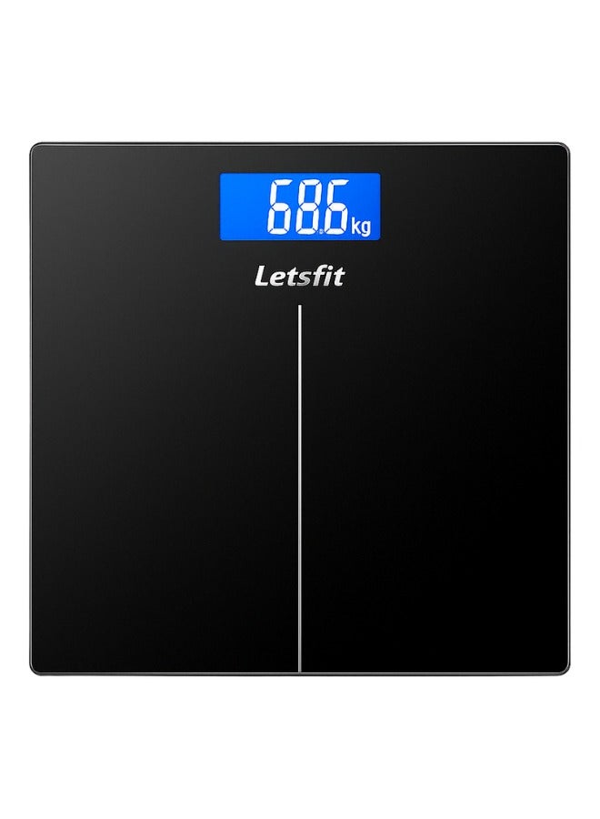 Letsfit Digital Bathroom Scale 400lb/180kg – Body Weight Scale with Weight Trend Tracking, 6mm Tempered Glass, Auto-On Backlit LCD, High Precision Sensors (Model EB5636H, Black) - Image 1