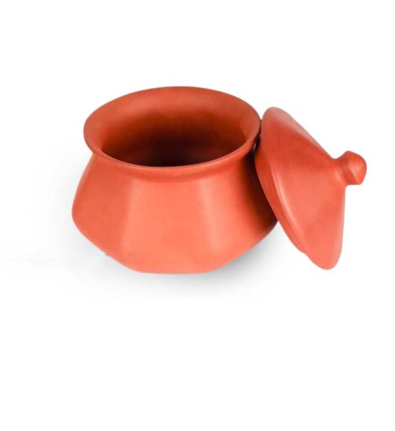 Stark Mart India Clay Curd Pot for Cooking, Round Brown Clay Handi, 1L (Pack of 1) 