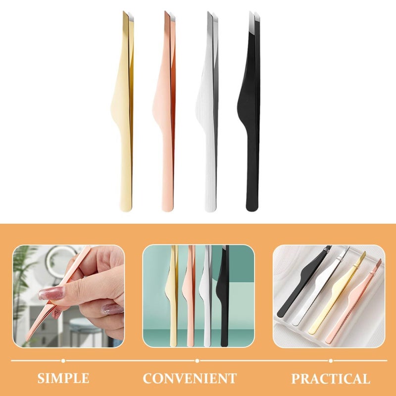 4pcs Professional Stainless Steel Eyebrow And Eyelash Extension Tweezers Set For Precise Hair Removal - Image 4