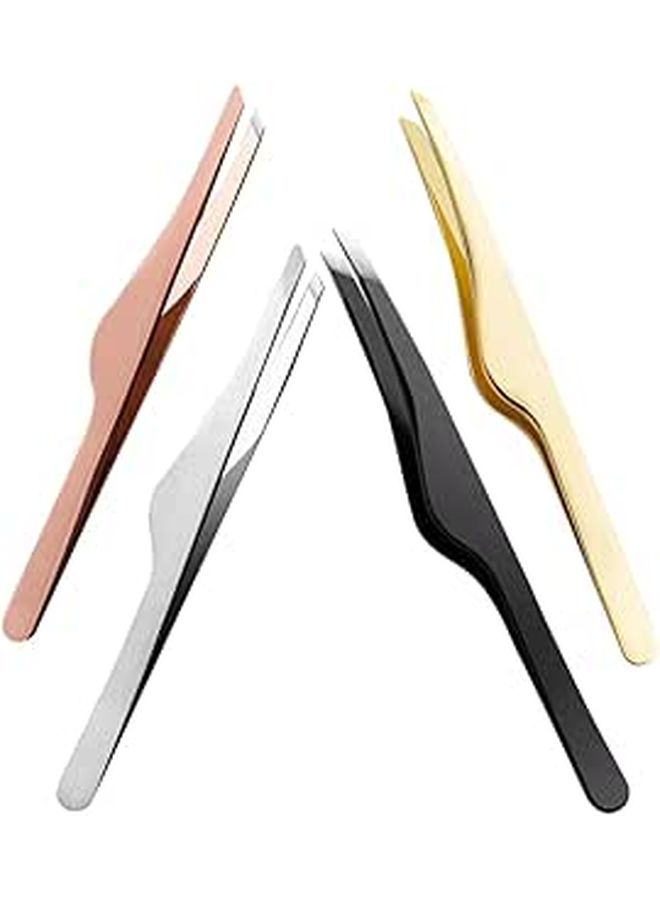 4pcs Professional Stainless Steel Eyebrow And Eyelash Extension Tweezers Set For Precise Hair Removal - Image 1