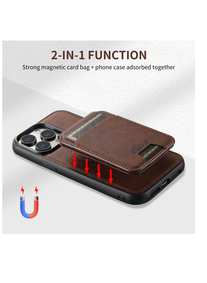 AROAQ Iphone Wallet Phone Case, Premium Leather Phone Case Back Cover, Elegant Design Phone Protective Cover For Iphone 15 Pro Max, 15 Plus, Pro, ( Khaki ) - Image 3