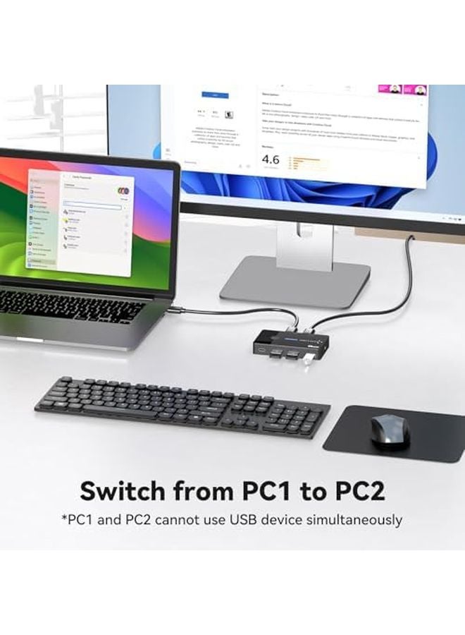 USB 3.0 KVM Switch 2 In 4 Out Computer Laptop Host Sharing Type C Device Mouse Keyboard - Image 3