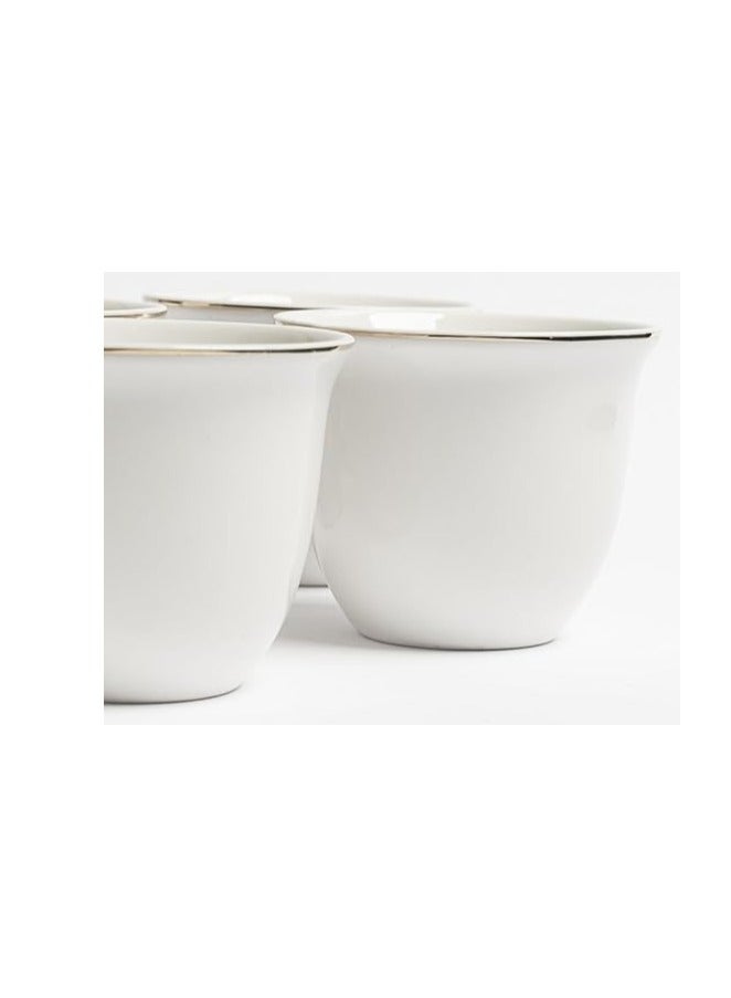 Arabic Coffee Cup Set 12 Pcs 60ml Premium Porcelain White with Shiny Gold Edges | Saudi Coffee Cups | Coffee Cups for Hospitality (Gold) - Image 3