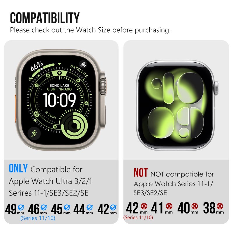 KADES Stainless Steel Band Compatible for Apple Watch Ultra 3/2/1 49mm, Metal Link Strap for iWatch Series 11/10/9/8/7/6/5/4/SE/3/2/1 46mm/45mm/44mm/42mm, 316L Metal Link Bracelet,Titanium - Image 3