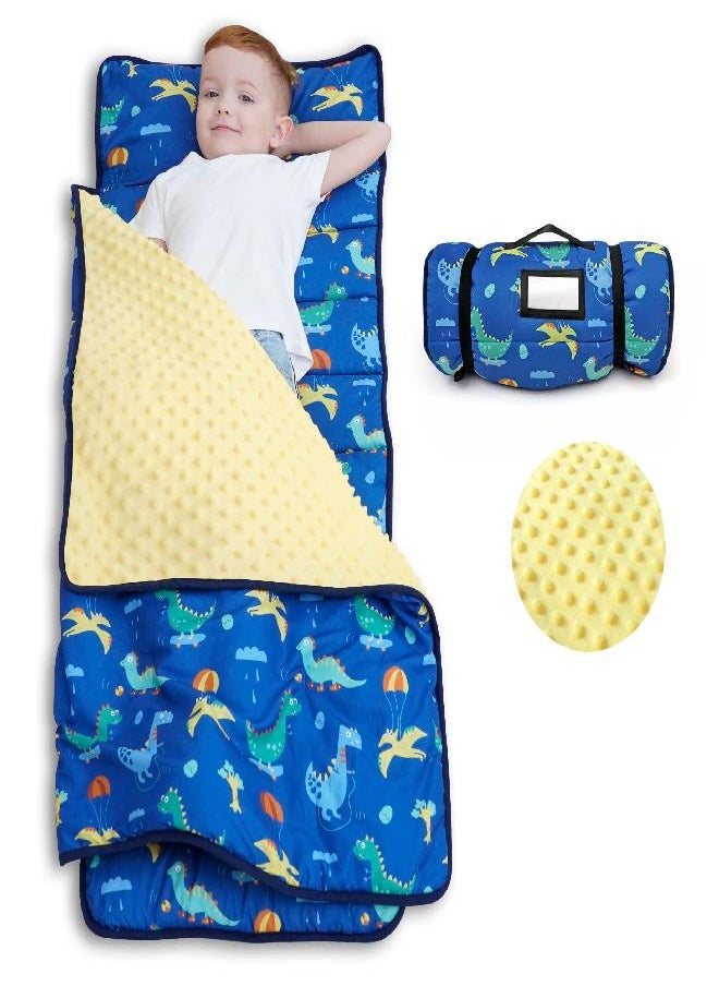 ACRABROS - ACRABROS Toddler Nap Mat with Pillow and Blanket, Extra Large Rolled Napping Mats,Slumber Bags for Boys Girls,Kids Sleeping Bag for Daycare, Preschool Travel Camping, Dinosaur - Image 1