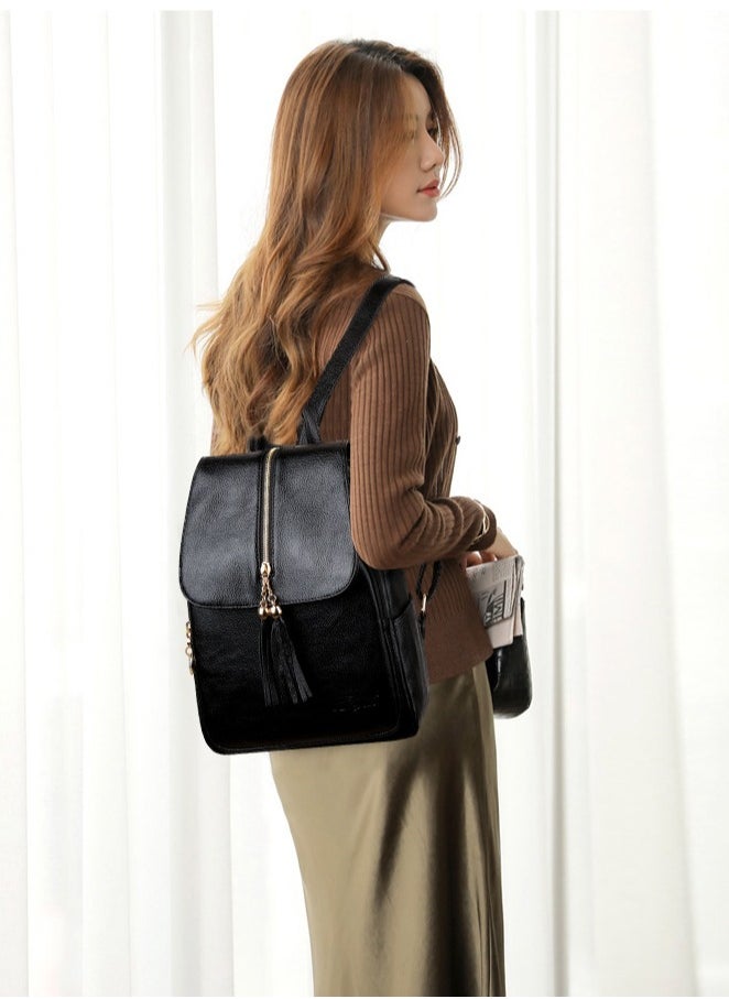 KUYING New Fashion Shoulder Soft Leather Anti Theft Backpack  - Image 3