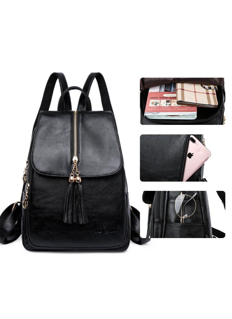KUYING New Fashion Shoulder Soft Leather Anti Theft Backpack  - Image 4