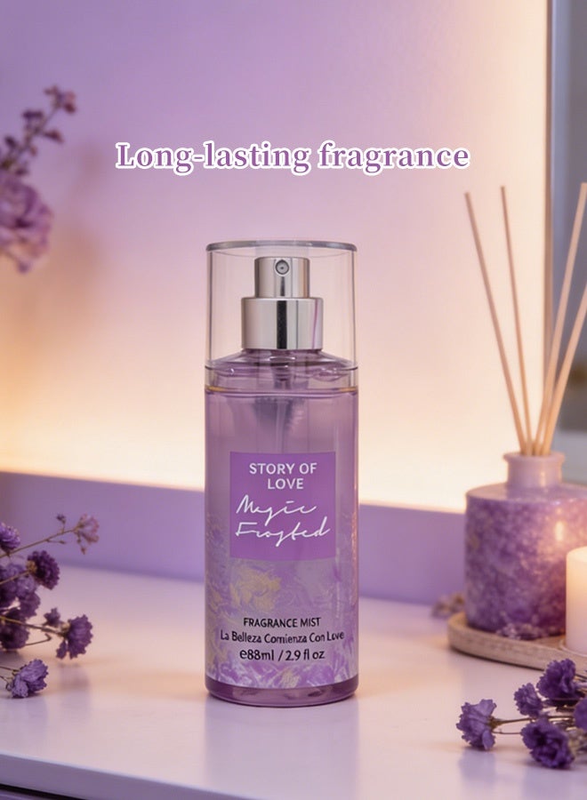 STORY OF LOVE Women's Body Mist & Lotion Gift Set, 88ml Fragrance Mist + 90ml Perfumed Body Lotion, Fresh Scent Duo, Moisturizing Travel-Size Perfume Set for Her, Magic Frosted - Image 5