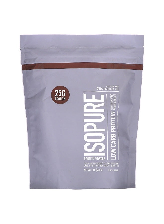 Isopure أيزوبور، مسحوق بروتين منخفض الكربوهيدرات، شوكولاتة هولندية، 1 رطل (454 جرام) - Image 1