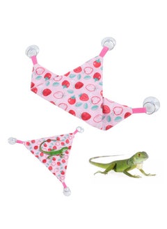 Zerodis Reptile Hanging Bed, Bearded Dragon Strawberry Hammock Hanging Lounger with Adhesive Suction Cup for Climbing Guinea Pig Hamster Lizard 2pcs  - Image 3
