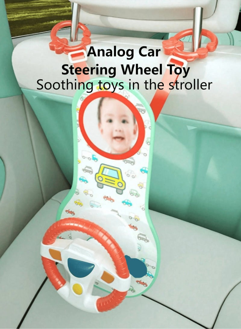 Baby Car Steering Wheel Toy with Lights, Music & Mirror – Interactive Car Seat Toy for Toddlers – Travel Driving Simulation Toy – Baby Travel Accessory for Stroller & Playpen – Gift for Baby Boy & Girl - Image 3