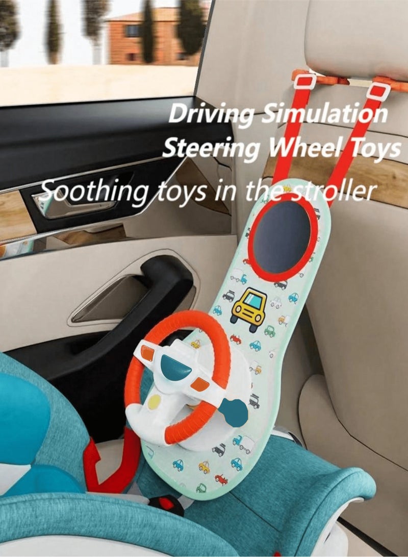 Baby Car Steering Wheel Toy with Lights, Music & Mirror – Interactive Car Seat Toy for Toddlers – Travel Driving Simulation Toy – Baby Travel Accessory for Stroller & Playpen – Gift for Baby Boy & Girl - Image 2