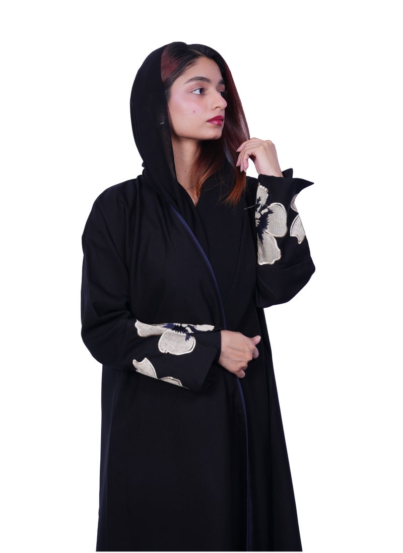 فاشون لاين عباية ميدنايت غريس مع لمسات من الزهور - Image 2