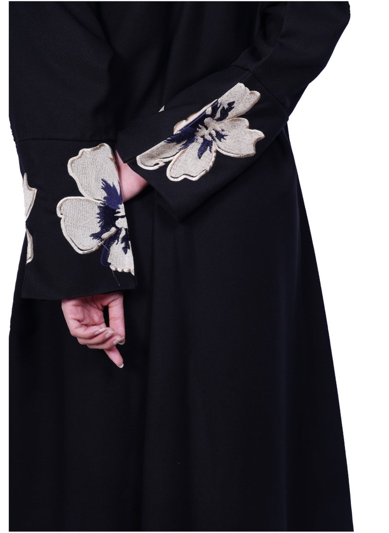 فاشون لاين عباية ميدنايت غريس مع لمسات من الزهور - Image 4