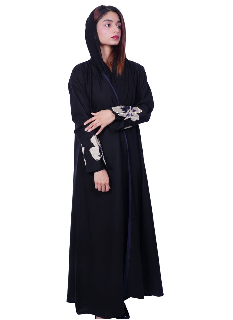 فاشون لاين عباية ميدنايت غريس مع لمسات من الزهور - Image 1