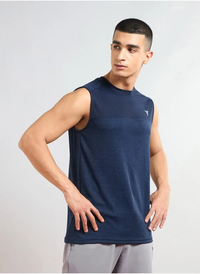 تكنوسبورت Technosport Men Two Tone Crew Neck Slim Fit Tank T-Shirt