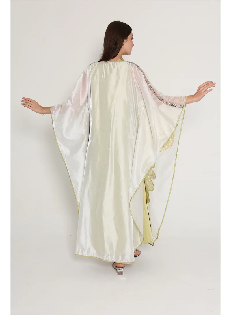 IKKXA Shimmer Bisht Design Jalabiya IK6013 Green