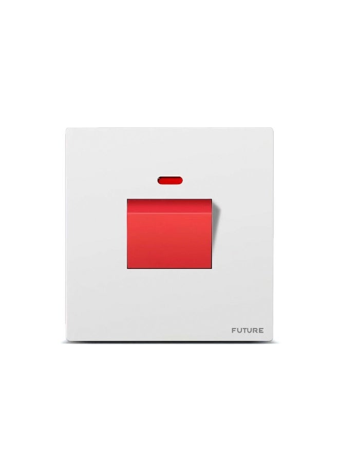FUTURE 45A Red Rocker Cooker Switch – Heavy-Duty Wall Mounted Control Unit with Neon Indicator – Flame Retardant, Modern White Finish – Ideal for Kitchen Appliances & Electric Ovens