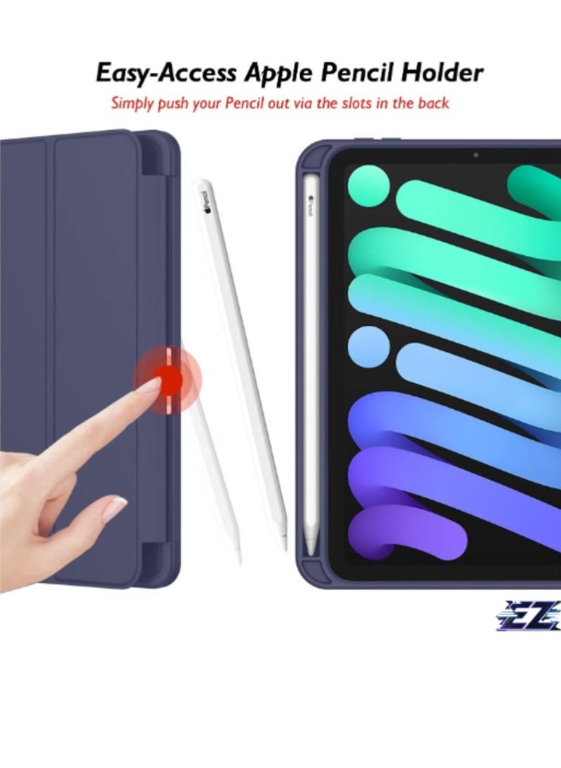 ELTRAZONE iPad Mini 7 Case 2024 – A17 Pro 8.3-Inch 7th Generation Case with Pencil Holder, Trifold Stand, and Soft TPU Back, Blue - Image 2