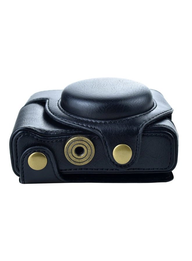 Rieibi حافظة ZV1 - حافظة كاميرا جلدية PU عتيقة لكاميرا سوني ZV1 ZV-1 DSLR - حافظة واقية ZV-1 - سوداء - Image 3