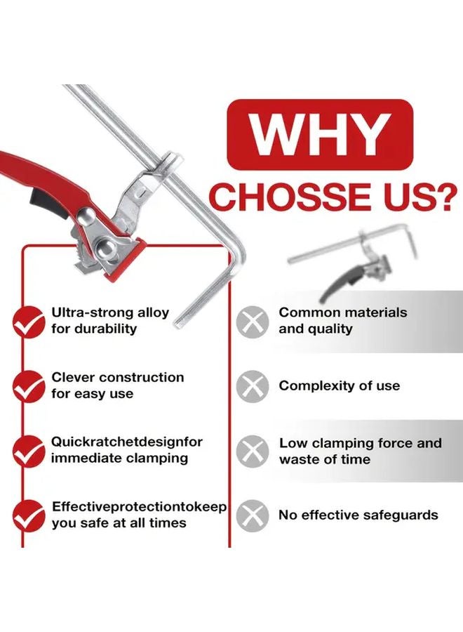 قطعتان من مشابك F ذاتية القفل القوية والمتينة مقاس 200x60مم قابلة للتعديل لأعمال النجارة - Image 3
